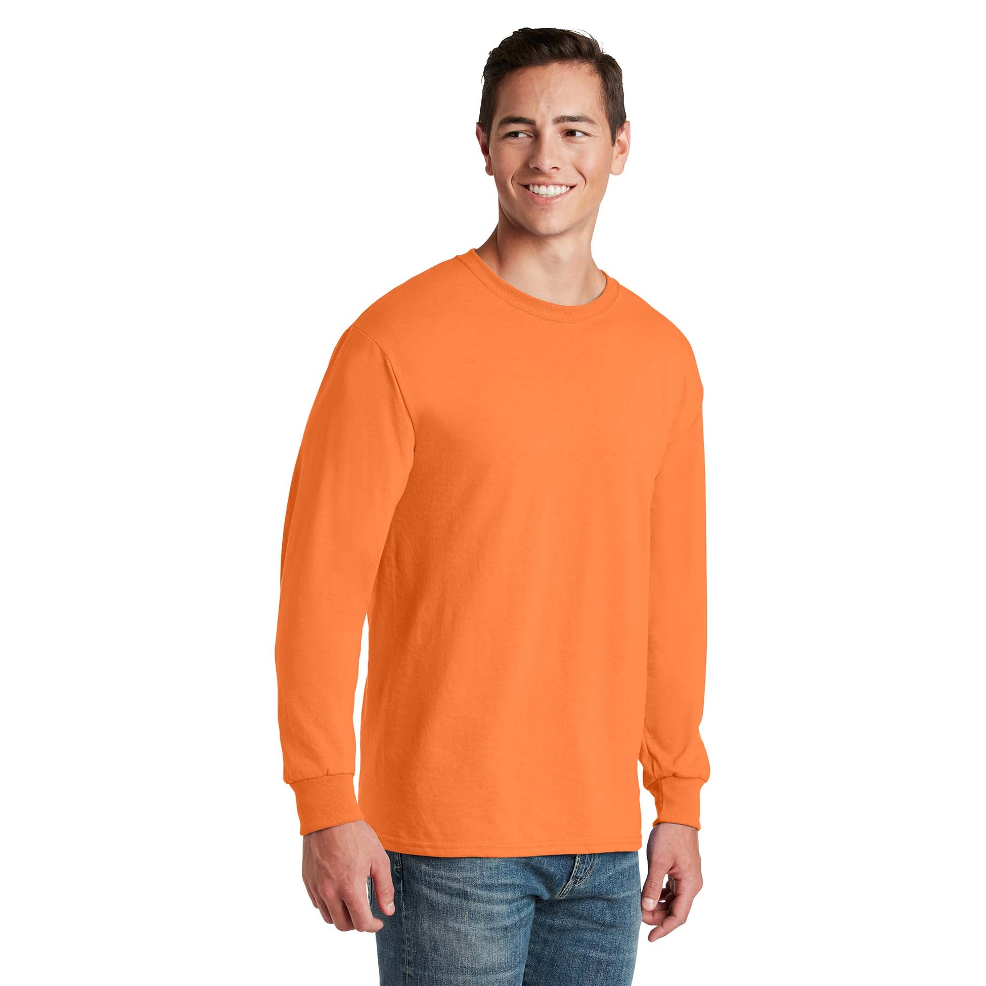 JERZEES® – Dri-Power® 50/50 Cotton/Poly Long Sleeve T-Shirt Safety Orange